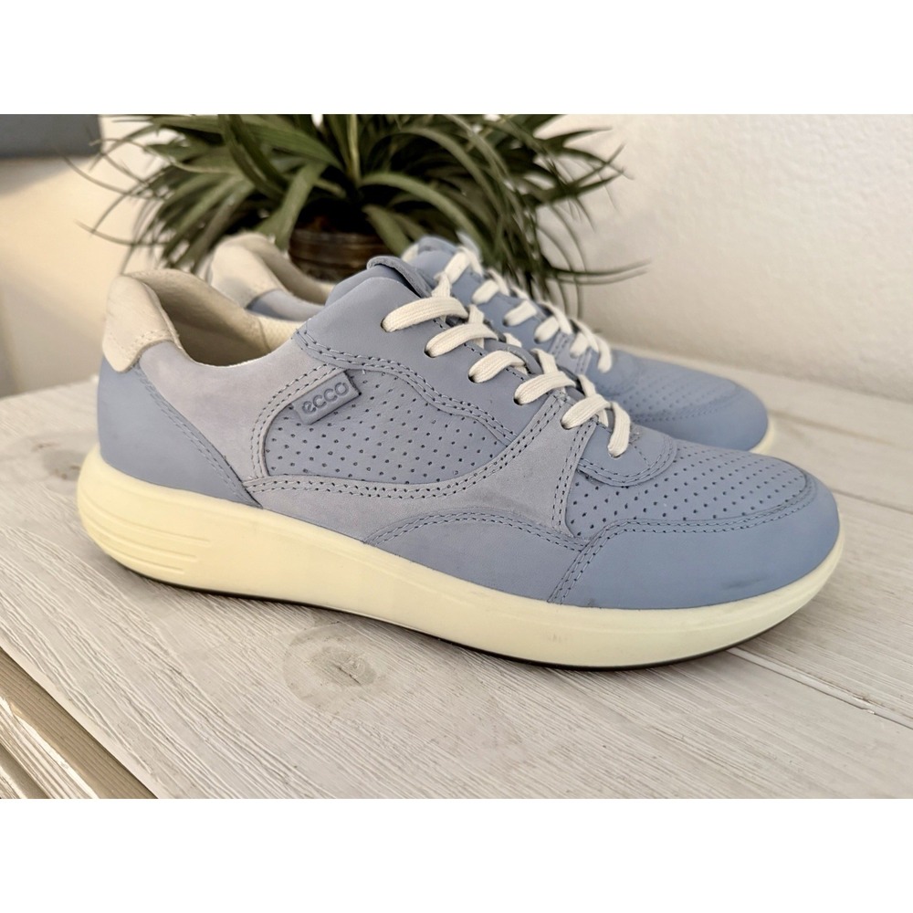 Ecco Soft 7 Runner Sneakers Women Sz 6 Shoes Dusty Blue Leather Athletic Walking